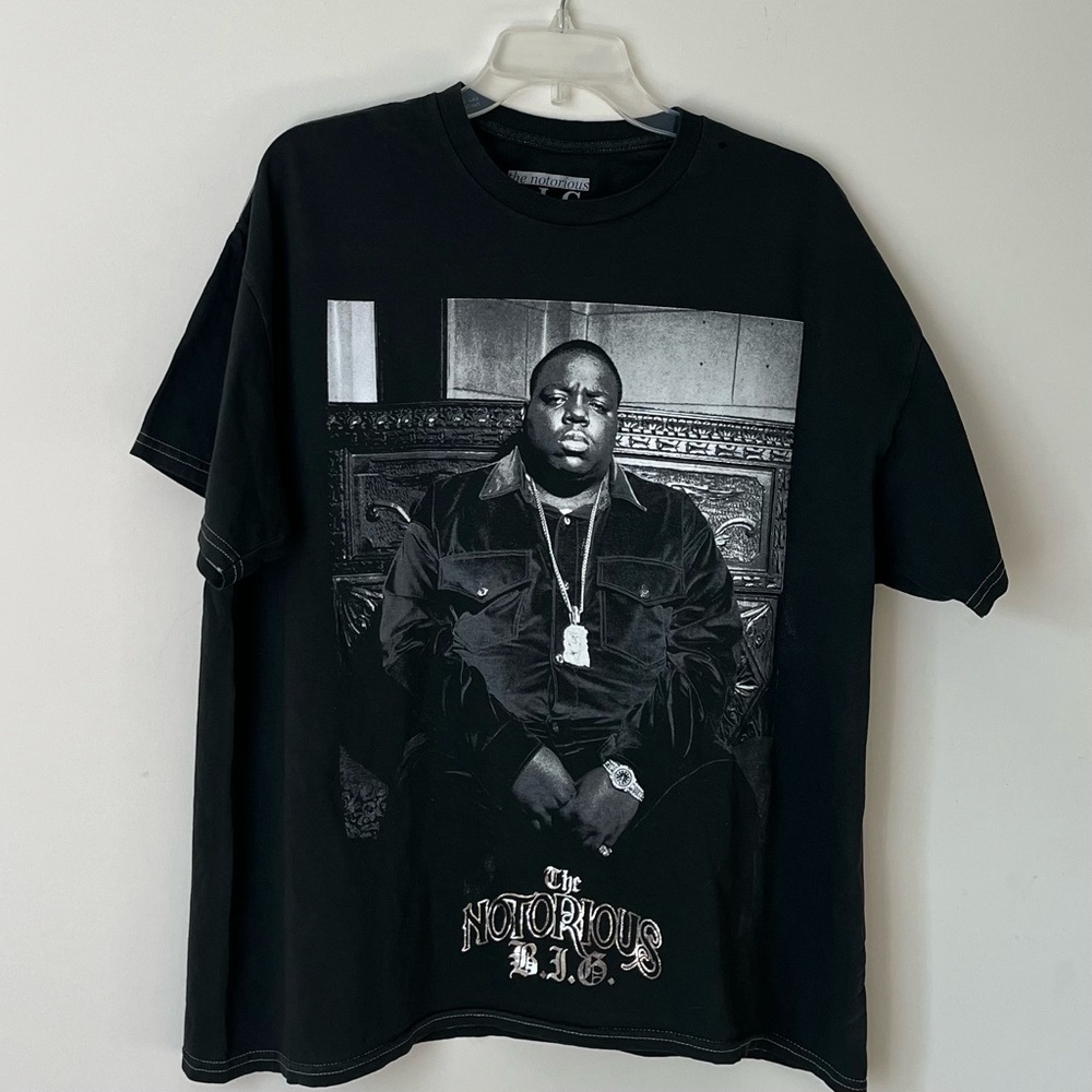 The Notorious B.I.G. T-Shirt, Black Silver Foil Lettering. Large
